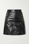 GIVENCHY BUTTON-EMBELLISHED TEXTURED-LEATHER MINI SKIRT