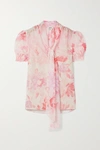 JASON WU PUSSY-BOW FLORAL-PRINT CREPON BLOUSE