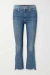 MOTHER THE INSIDER FRAYED CROPPED HIGH-RISE FLARED JEANS
