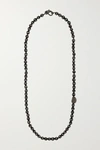 LOREE RODKIN OXIDIZED STERLING SILVER, WOOD AND DIAMOND NECKLACE
