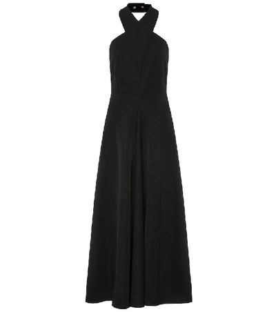 Jil Sander Crossed Grain De Poudre Midi Dress In Black