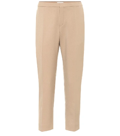 Chloé Cropped Stretch-wool Trousers In Beige
