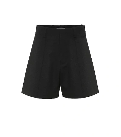Chloé Festive Pintucked Wool-blend Twill Shorts In Black