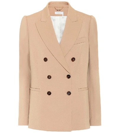 Chloé Double-breasted Stretch-wool Blazer In Neutrals