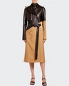 Bottega Veneta Belted Double-breasted Wool-gabardine And Leather Trench Coat In Brown