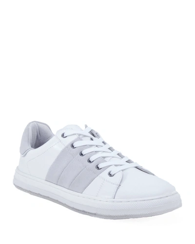 Badgley Mischka Men's Finley Leather/suede Low-top Sneakers In White
