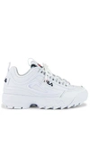 Fila White Polyester Sneaker In White, Navy & Red