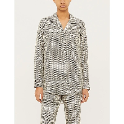 Asceno Paris Silk-satin Pyjama Top In Cream Crescent