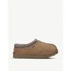 UGG UGG WOMEN'S BROWN TASMAN SHEARLING-LINED SUEDE SLIPPERS