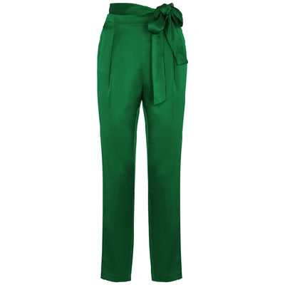 Alice And Olivia High-rise Waist Tied Trousers In Green