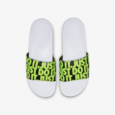 Nike Benassi Jdi Men's Slide (white) - Clearance Sale In White,black,volt