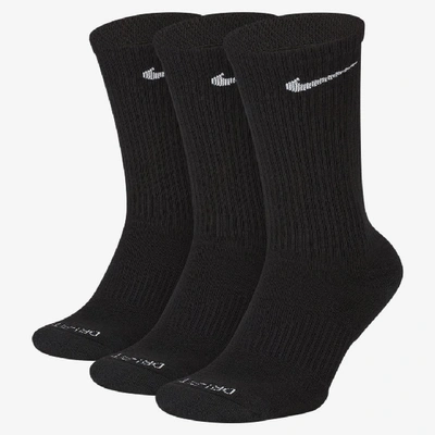Nike Everyday Plus Cushioned Training Crew Socks In Black/white