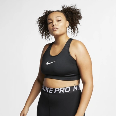 Nike Swoosh Women's Medium-support Non-padded Sports Bra In Black,white