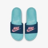 Nike Benassi Slide In Teal Nebula/blue Force/sunset Pulse