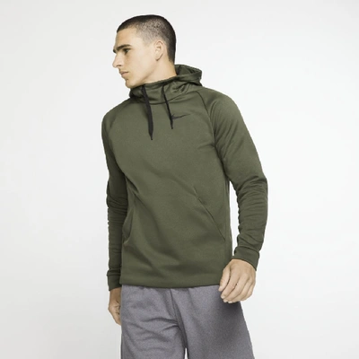 Nike Therma Men's Pullover Training Hoodie In Cargo Khaki/black