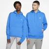 Nike Sportswear Club Logo-embroidered Cotton-blend Jersey Hoodie In Blue