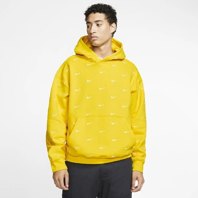Nike Logo-embroidered Fleece-back Cotton-blend Jersey Hoodie In Chrome Yellow