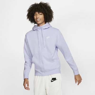 Nike Sportswear Club Fleece Men's Full-zip Hoodie In Lavender Mist/lavender Mist/white