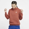 Nike Sportswear Essential Women's Funnel-neck Fleece Pullover Hoodie In Dusty Peach