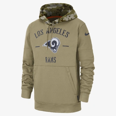 Nike Men's Los Angeles Rams Salute To Service Therma Hoodie In Khaki