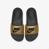 Nike Women's Benassi Jdi Swoosh Slide Sandals From Finish Line In Black,metallic Gold,black