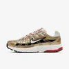 Nike P-6000 Metallic Leather And Mesh Sneakers In Cream