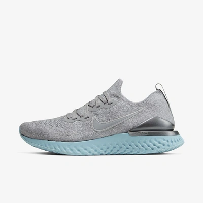 Nike Epic React Flyknit 2 Women's Running Shoe In Wolf Grey/metallic Silver/ocean Bliss/wolf Grey