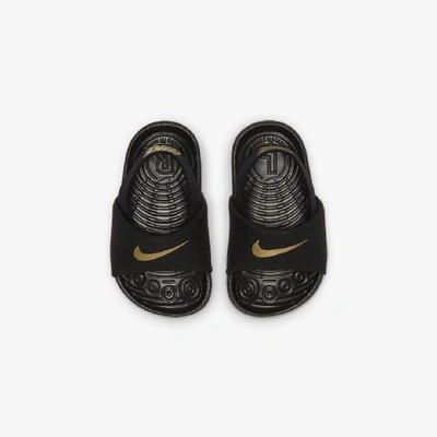 Nike Kawa Baby/toddler Slides In Black,metallic Gold