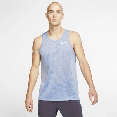 Nike Dri-fit Miler Men's Running Tank In Indigo Fog/heather/football Grey