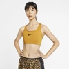 Nike Swoosh Women's Medium-support Sports Bra In Gold Suede