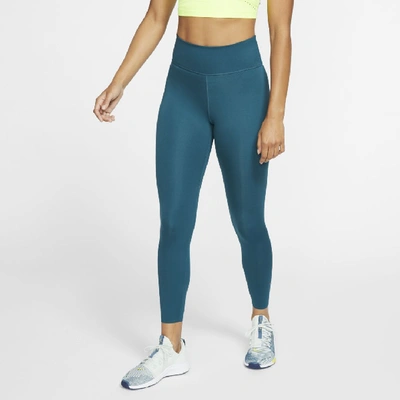 Nike One Luxe Women's Mid-rise 7/8 Leggings In Midnight Turquoise,clear