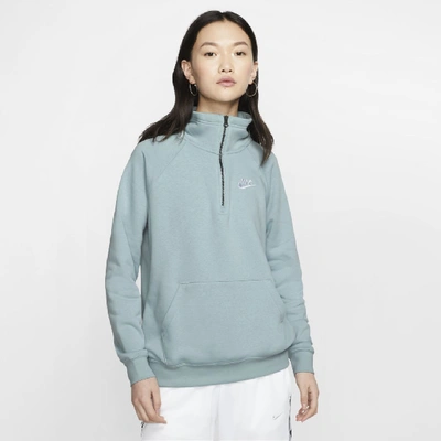 Nike Sportswear Essential Women's 1/4-zip Fleece Top In Blue