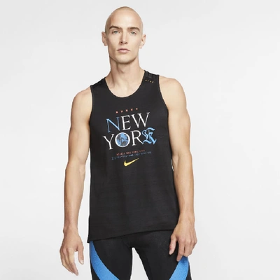 Nike Dri-fit Miler Nyc Men's Running Tank In Black