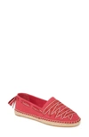 Tory Burch Logo Grosgrain Trim Espadrille In Bright Azalea/ Brilliant Red