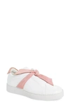 Alexandre Birman Clarita Bow-embellished Suede-trimmed Leather Slip-on Sneakers In White
