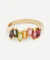 Suzanne Kalan Gold Multi-stone Uneven Rainbow Baguette Ring In Gold