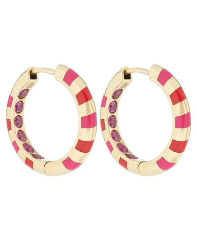 Alice Cicolini Gold Memphis Candy Pave Pink Sapphire Hoop Earrings