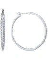 Givenchy Medium Pave Hoop Earrings 1-1/4" In Silver