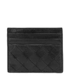 Bottega Veneta Intrecciato Leather Card Holder In Black