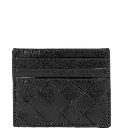 Bottega Veneta Intrecciato Leather Card Holder In Black