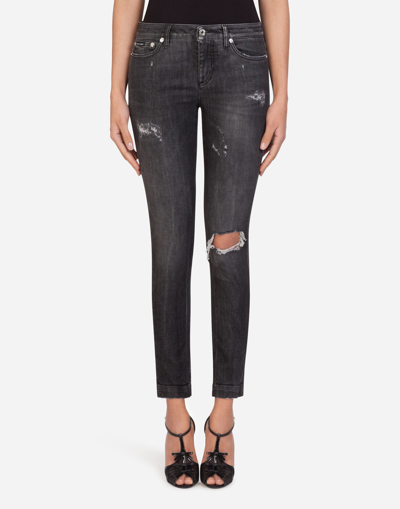 Dolce & Gabbana Audrey Distressed Skinny Jeans In Black