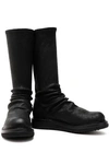 RICK OWENS RICK OWENS WOMAN RUCHED CRACKED-LEATHER SOCK BOOTS BLACK,3074457345621261702