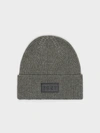 Donna Karan Ribbed Beanie With Embroidered Logo In Heathered Granite
