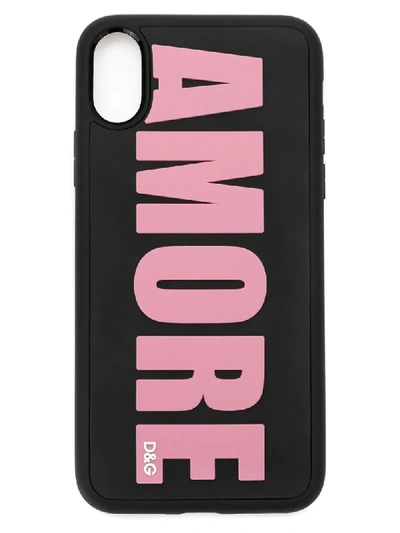 Dolce & Gabbana Amore Appliqué Iphone Case In Black