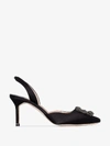 Manolo Blahnik Hangisi 70 Swarovski Crystal-embellished Satin Courts In Black