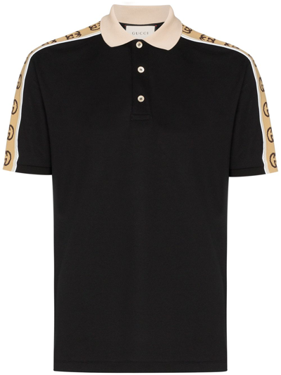 Gucci Gg Stripe Polo Shirt In Black