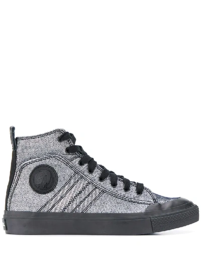 Diesel High-top Sneakers In Silver