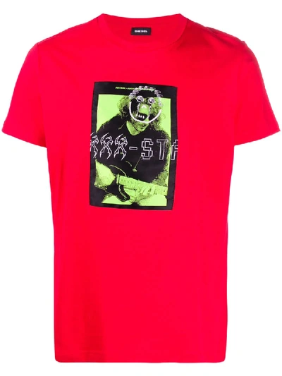 Diesel Graphic Print T-shirt In Red