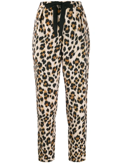 Boutique Moschino Leopard Print Cropped Capri Trousers In Neutrals