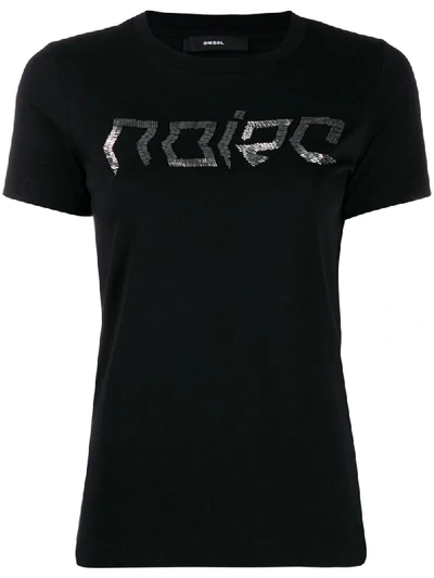 Diesel Beaded Noize Lettering T-shirt In Black